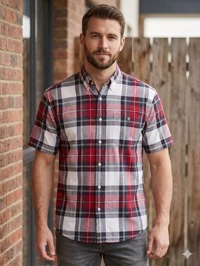 Vintage Christopher Rand - Red and Navy Plaid Button-Down Shirt